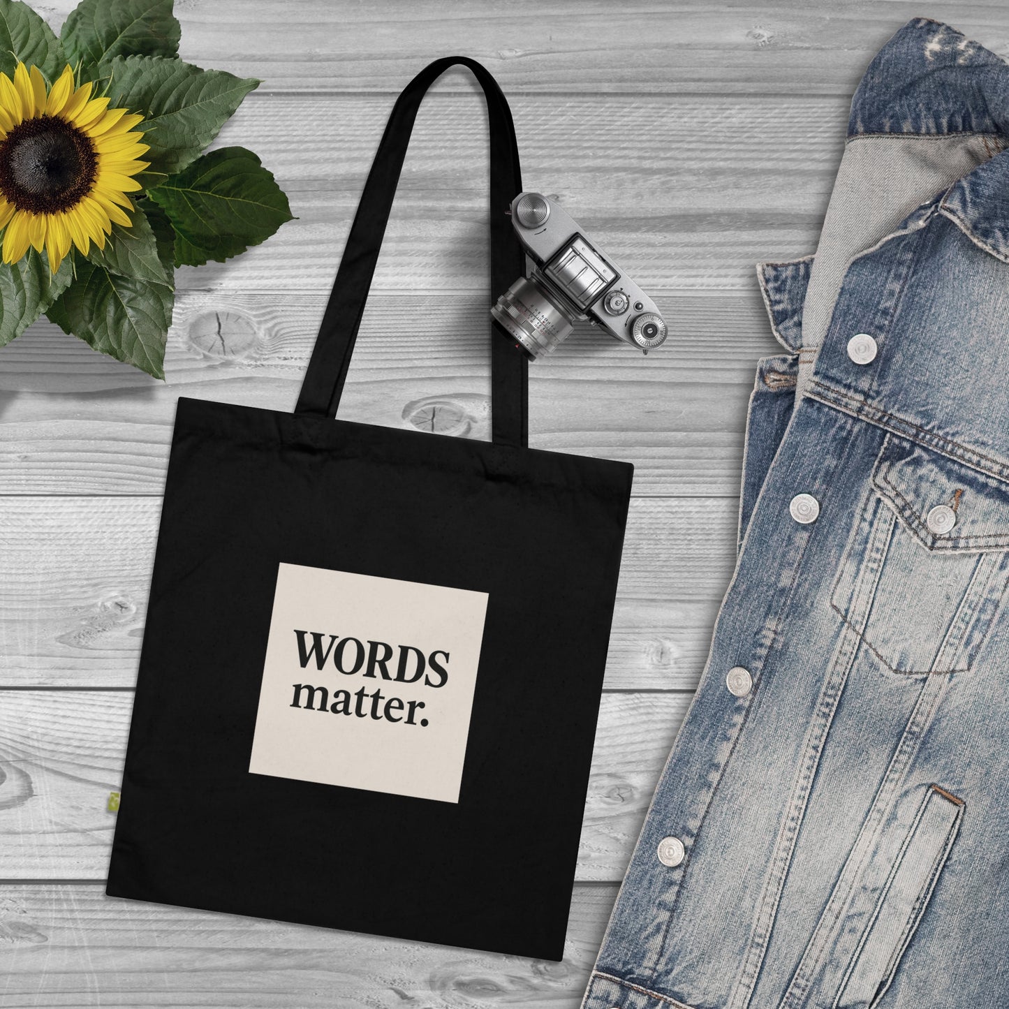 Tote Bag — "WORDS matter." Minimalist Organic Cotton Book Tote for Writers & Activists