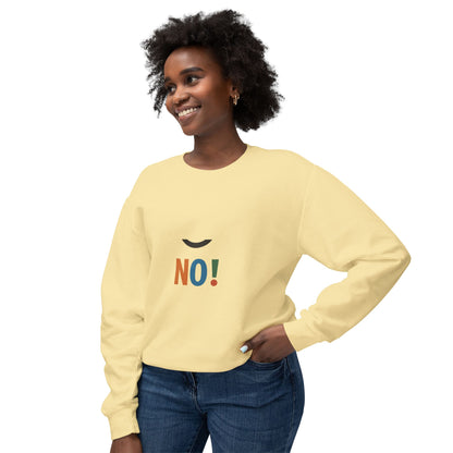 No! Minimalist Crewneck Sweatshirt — Bold Color Block Statement