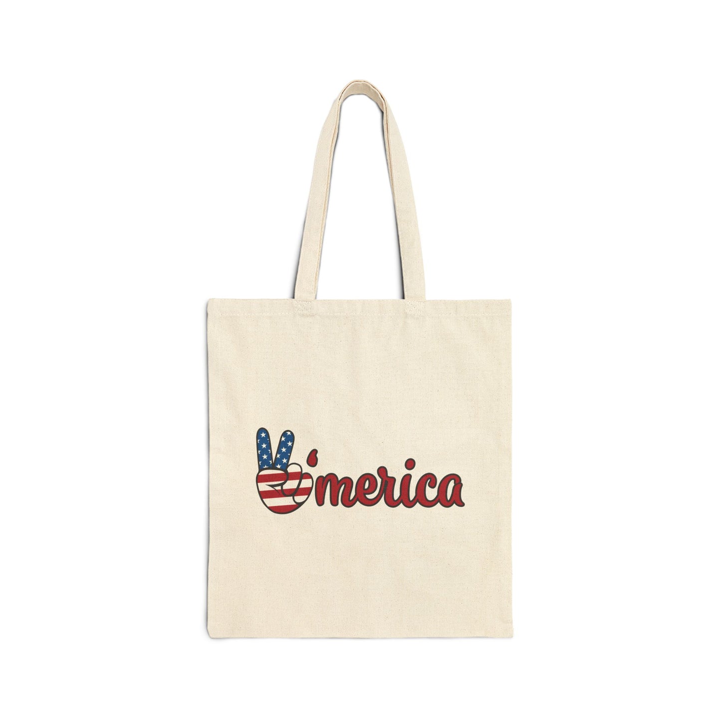 'Merica Peace Sign Tote Bag — Patriotic Cotton Canvas Grocery & Beach Tote