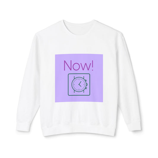 Now! Clock Graphic Sweatshirt — Motivational Crewneck