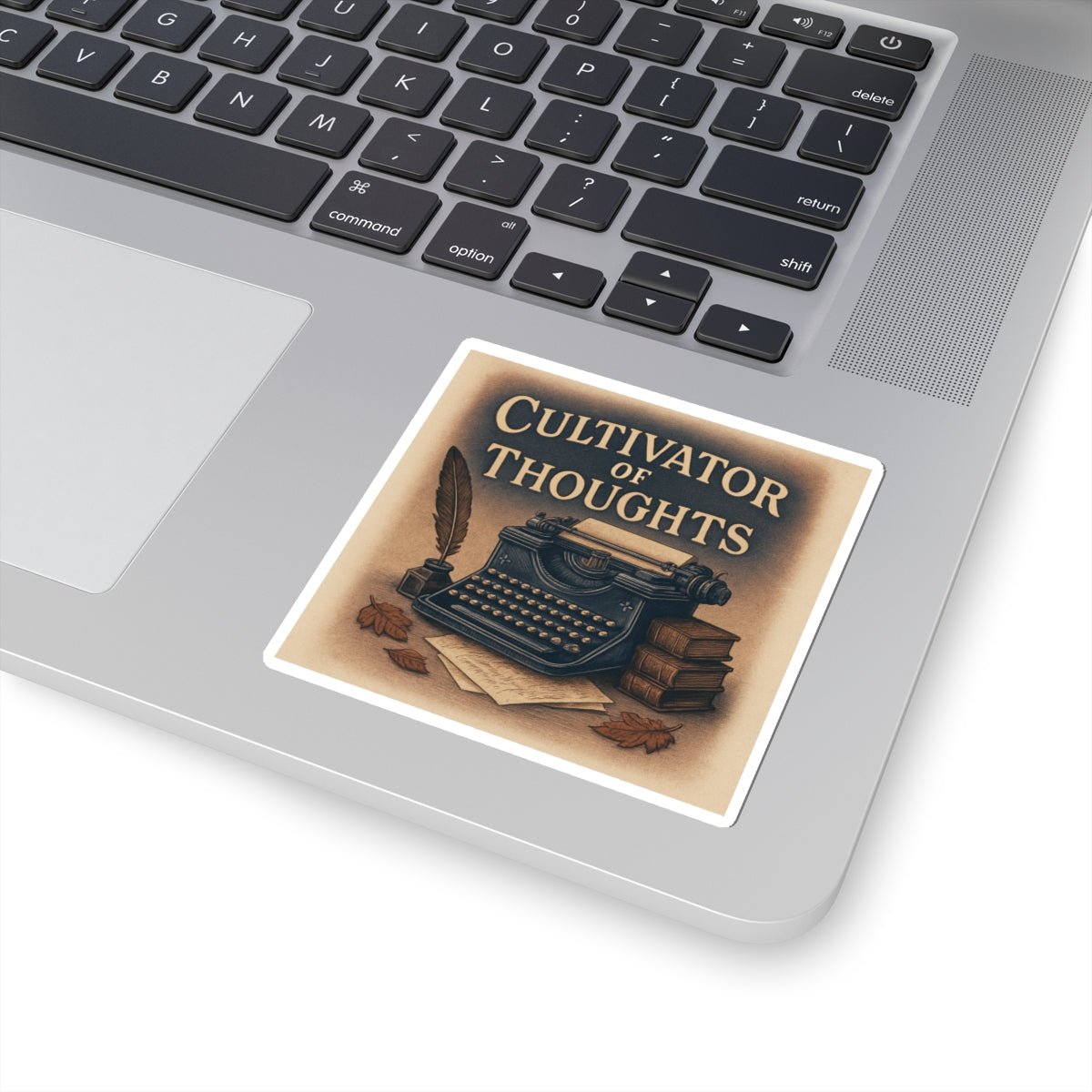 Cultivator of Thoughts Typewriter Sticker — Literary Writer Laptop Sticker