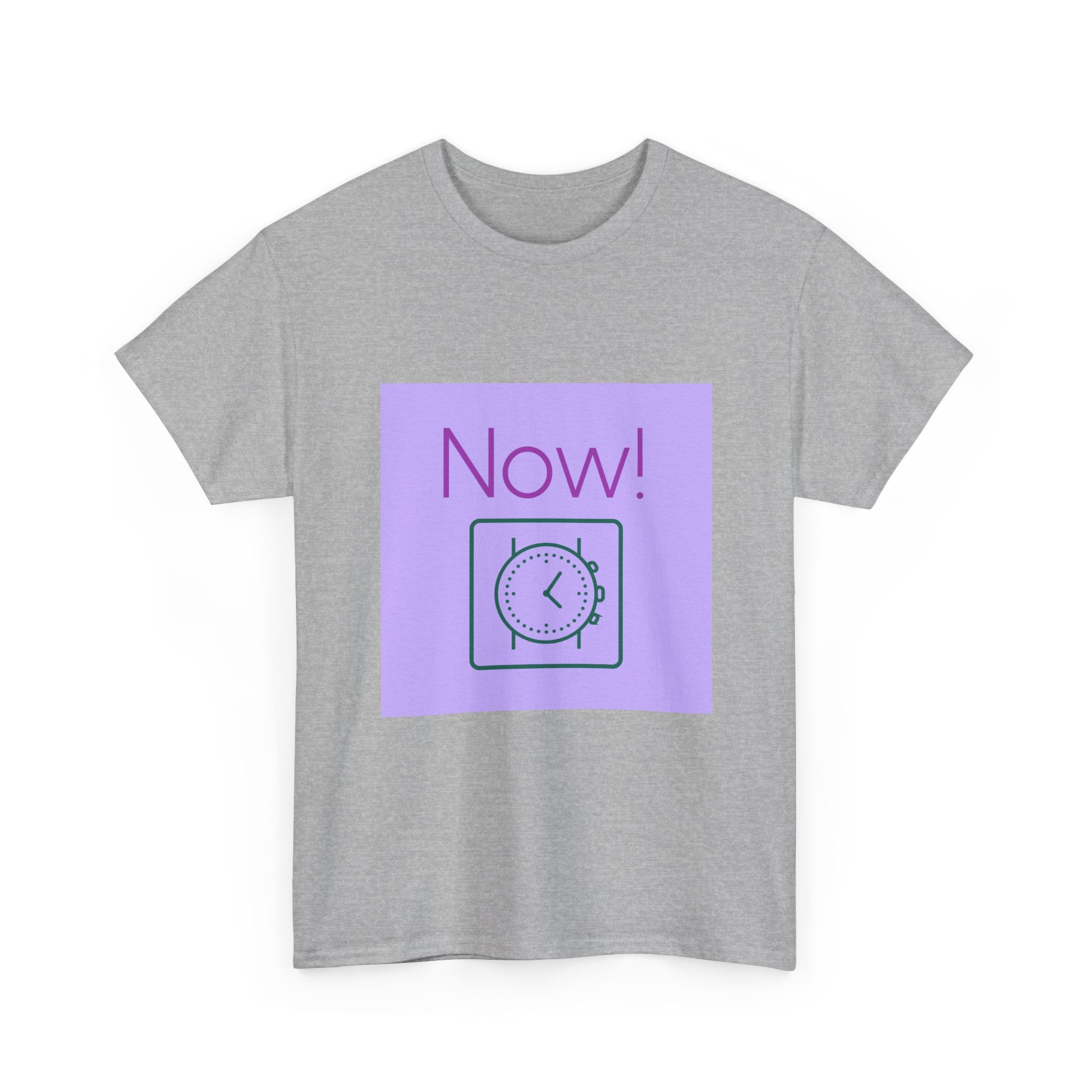 Now! Graphic Tee — Retro Clock Motivational T‑Shirt