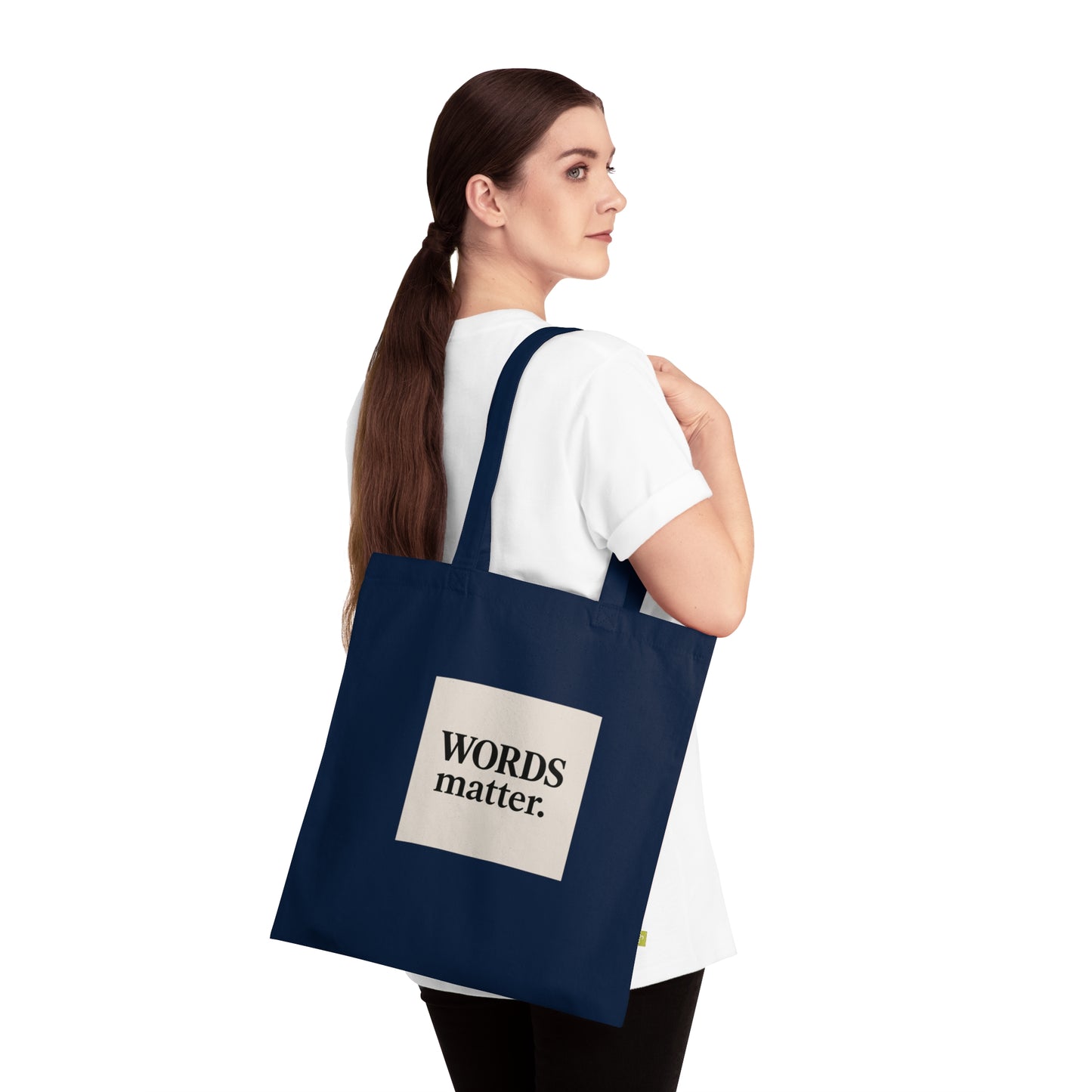 Tote Bag — "WORDS matter." Minimalist Organic Cotton Book Tote for Writers & Activists