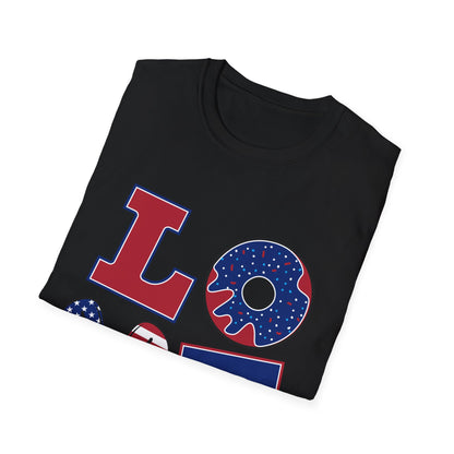 Patriotic LOVE T-Shirt – American Flag Stars & Stripes Fourth of July Tee