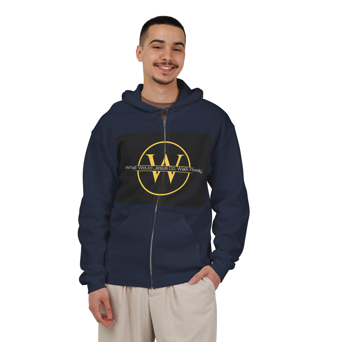 Zip Hoodie — Yellow Circle W Logo with "What Would We Do Without You" Text