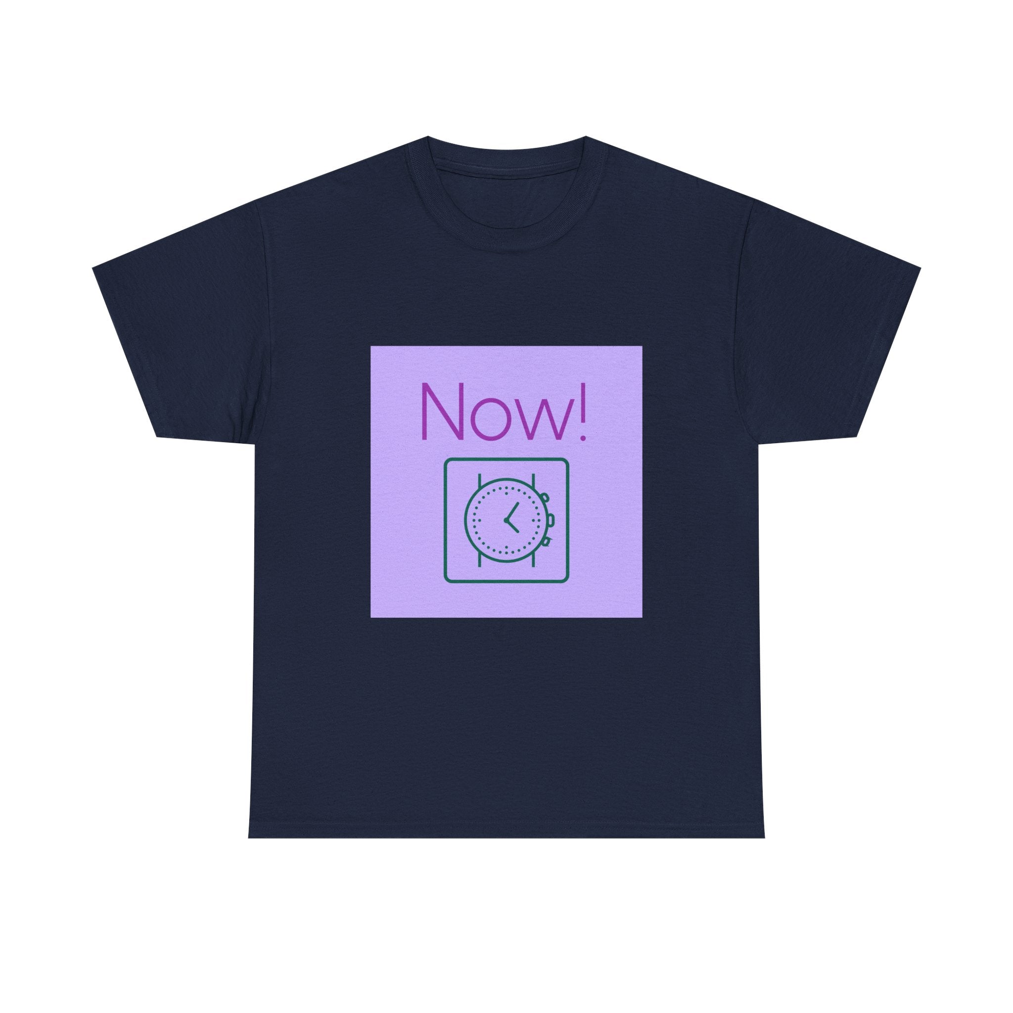 Now! Graphic Tee — Retro Clock Motivational T‑Shirt