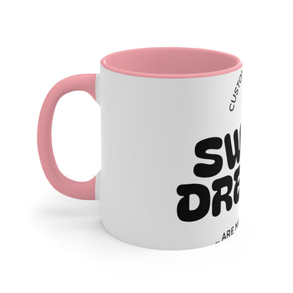 Accent Mug — 'Sweet Dreams' Pink Interior Coffee Cup, Custom Sleepwear Design
