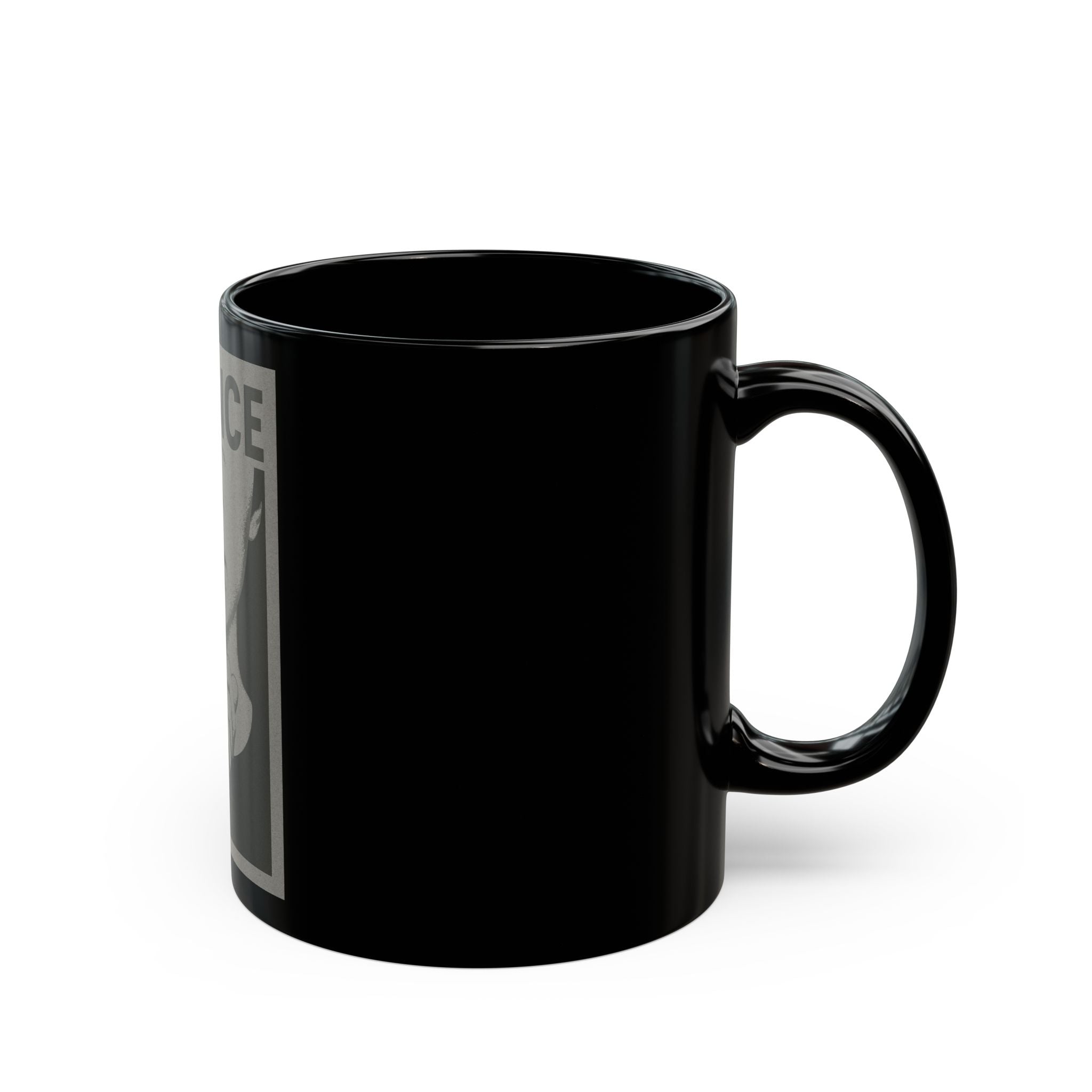 Silence Graphic Mug — Black 11oz/15oz Coffee Cup with Shh Finger Design