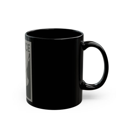Silence Graphic Mug — Black 11oz/15oz Coffee Cup with Shh Finger Design