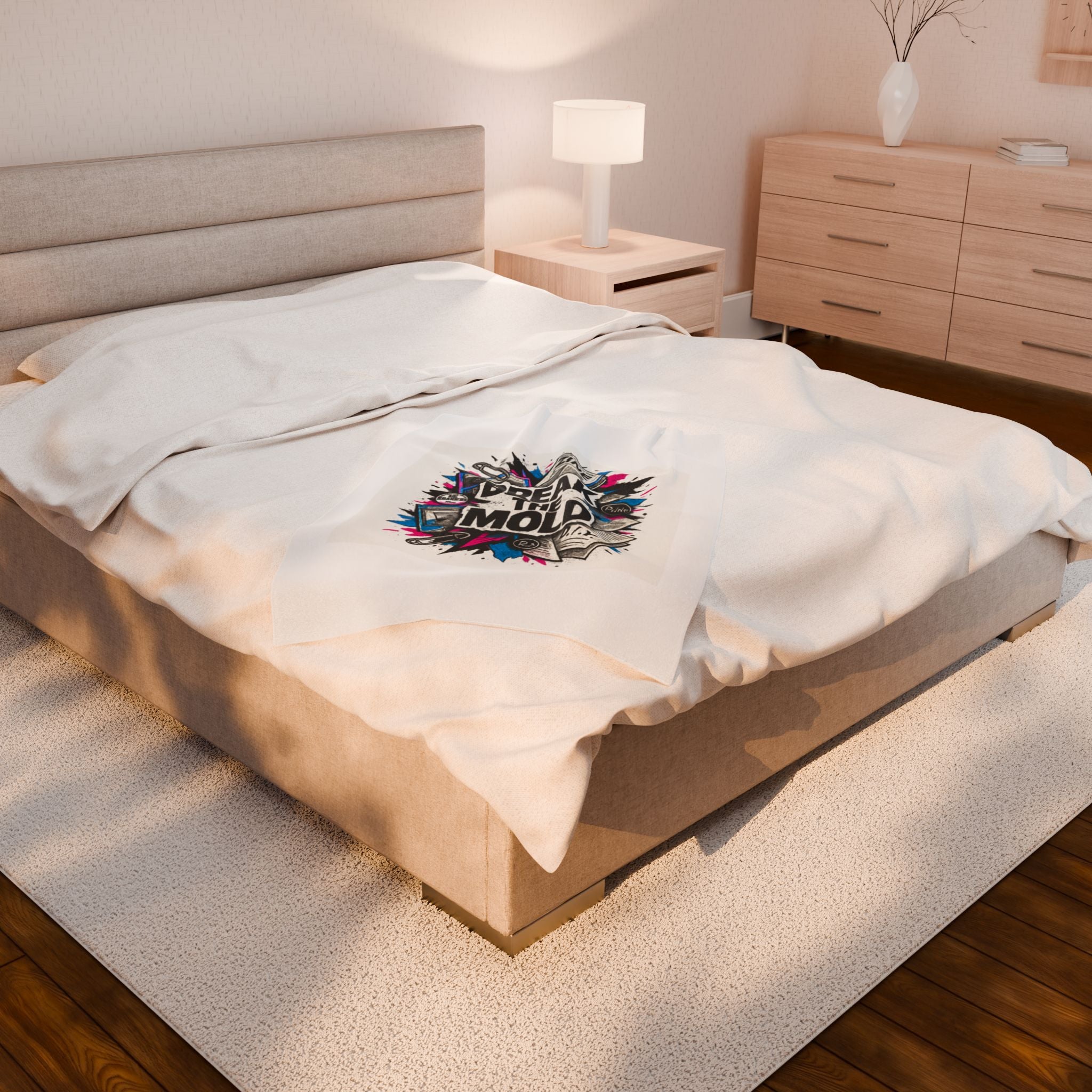 Velveteen Blanket — “Break the Mold” Graphic Throw for Creatives