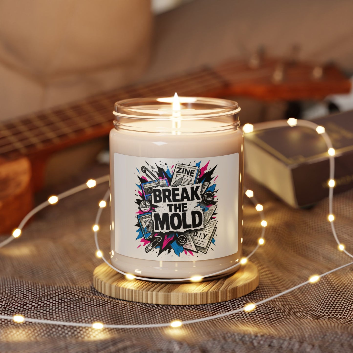 Soy Candle — "Break The Mold" Graphic Scented Jar (9 oz)
