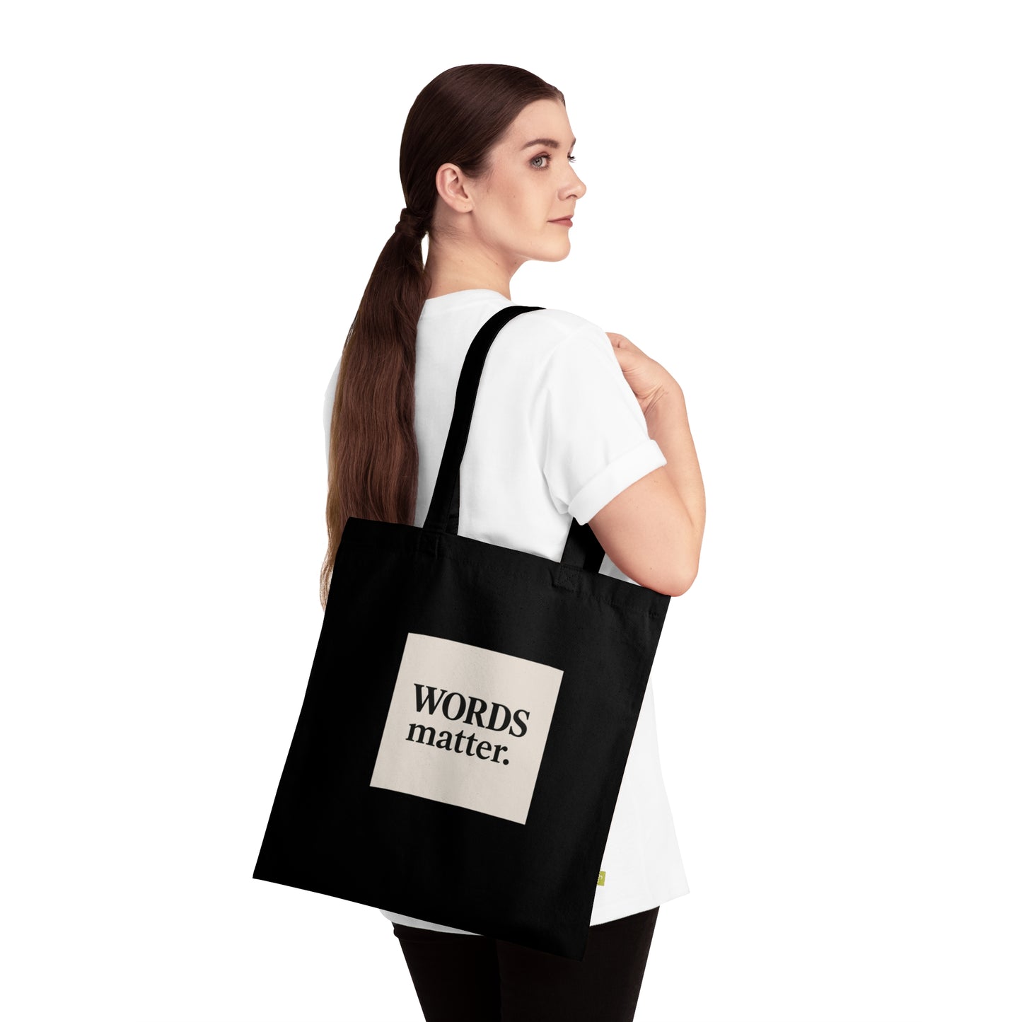 Tote Bag — "WORDS matter." Minimalist Organic Cotton Book Tote for Writers & Activists