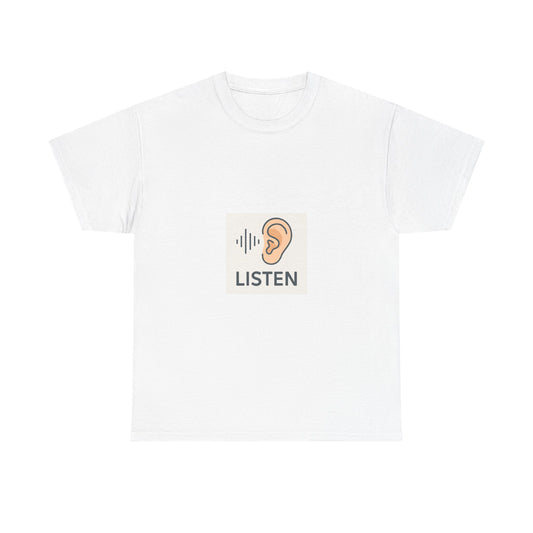 Listen Ear Graphic Tee — Minimalist Audio Awareness T-Shirt