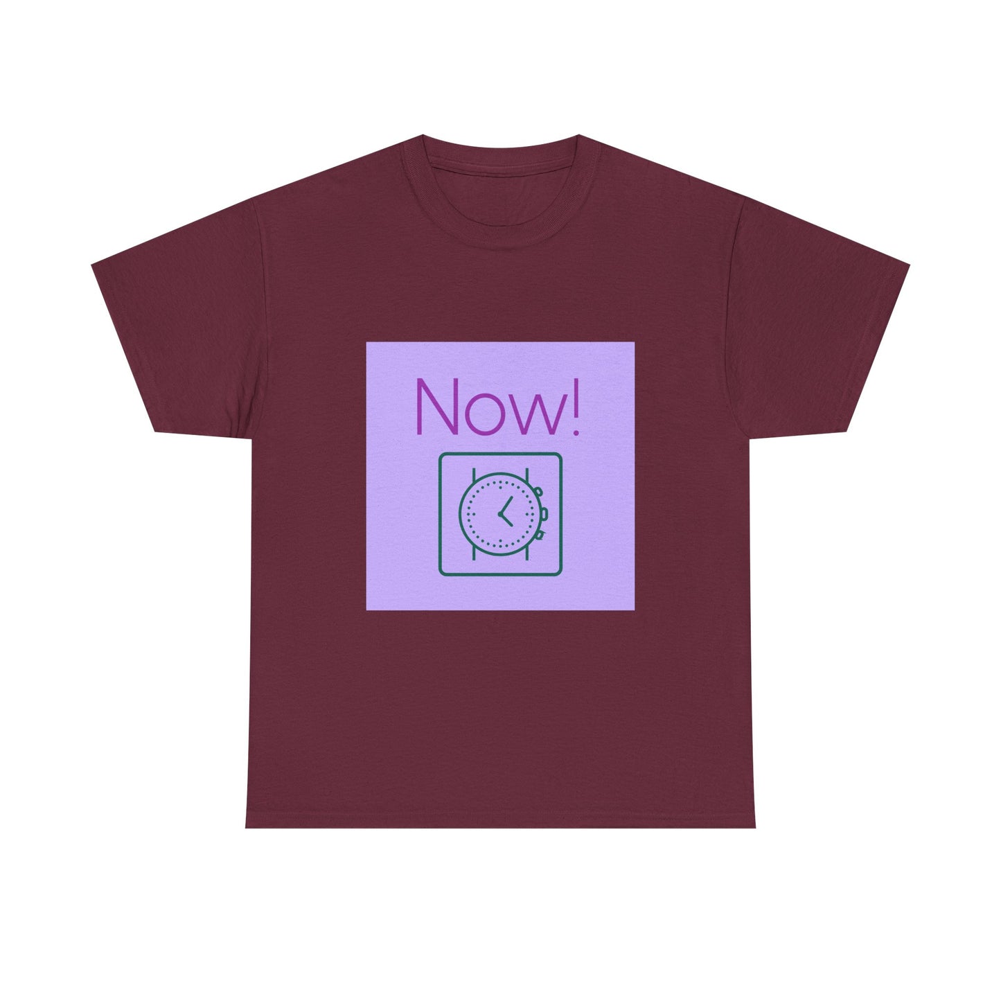 Now! Graphic Tee — Retro Clock Motivational T‑Shirt
