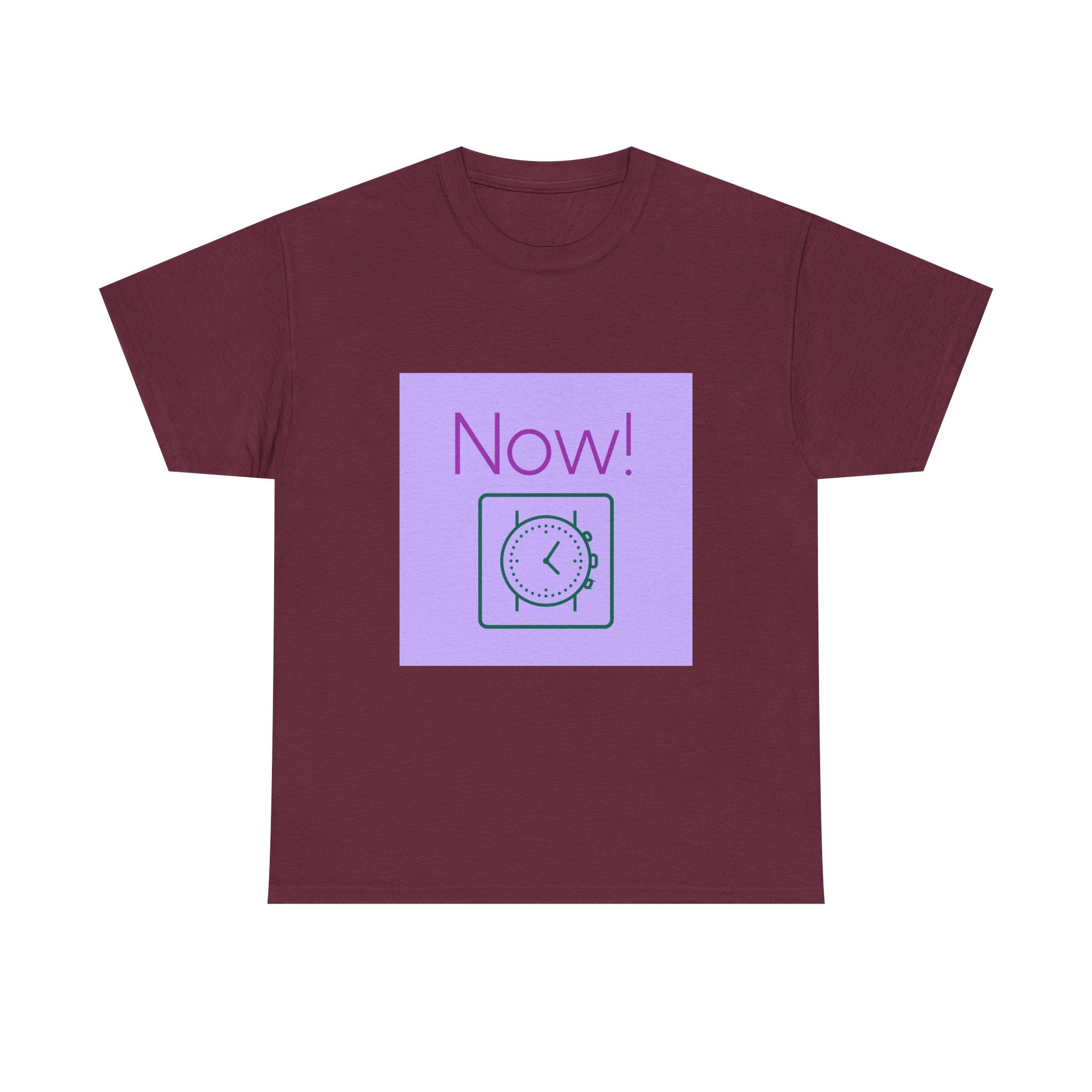 Now! Graphic Tee — Retro Clock Motivational T‑Shirt