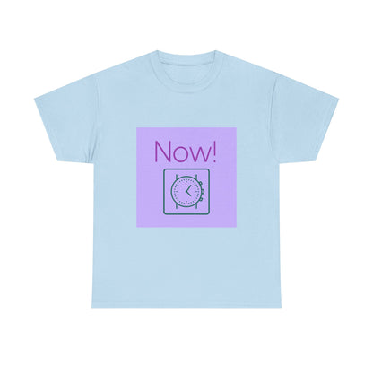Now! Graphic Tee — Retro Clock Motivational T‑Shirt
