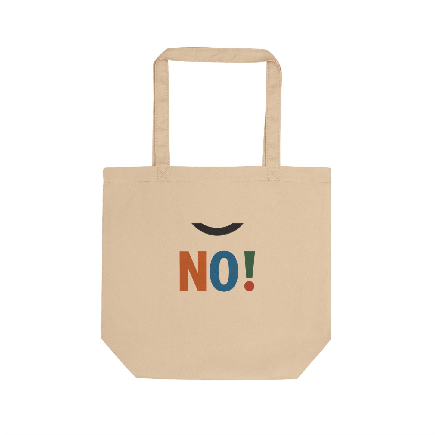 No! Colorblock Eco Tote — Funny Minimalist Reusable Grocery Bag