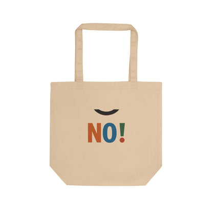 No! Colorblock Eco Tote — Funny Minimalist Reusable Grocery Bag