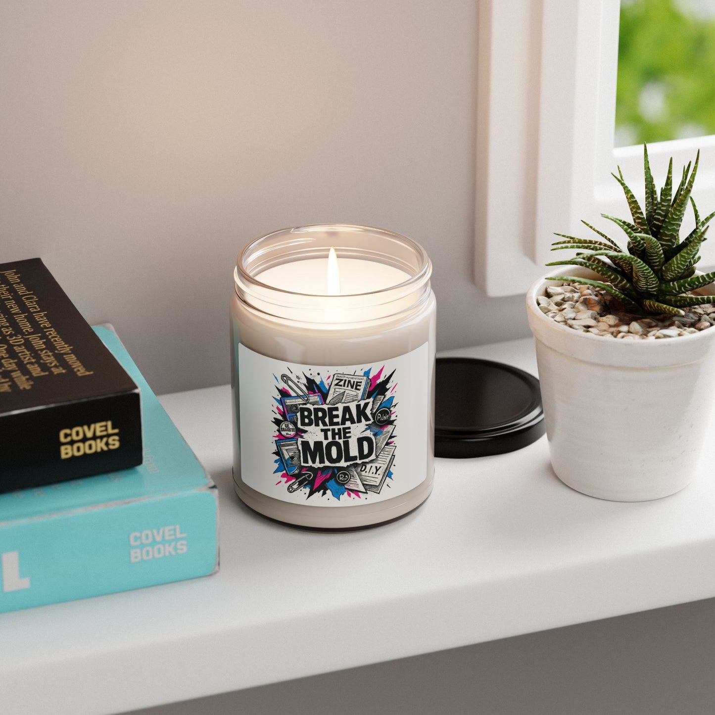 Soy Candle — "Break The Mold" Graphic Scented Jar (9 oz)