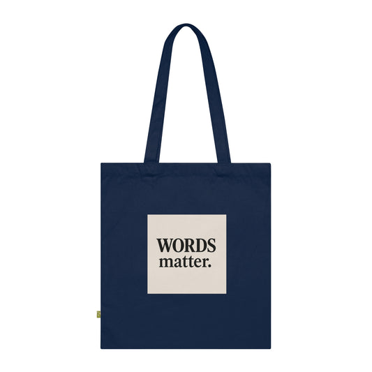 Tote Bag — "WORDS matter." Minimalist Organic Cotton Book Tote for Writers & Activists